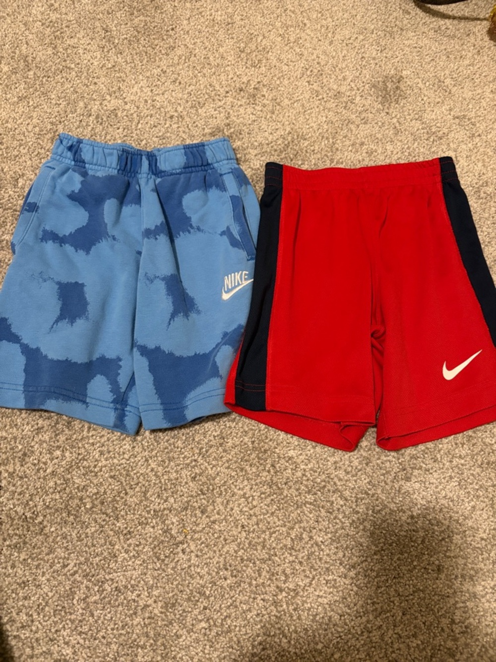 Nike Kids Shorts - Blue Tie-Dye & Red with Navy Panels